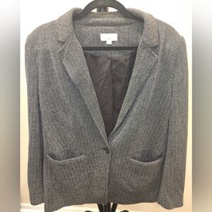 LOFT Women's Gray Herringbone Blazer